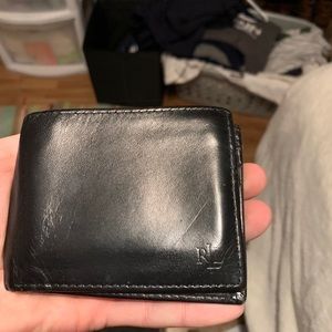 Black leather polo RL bi fold wallet